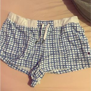champion blue and white checkered shorts